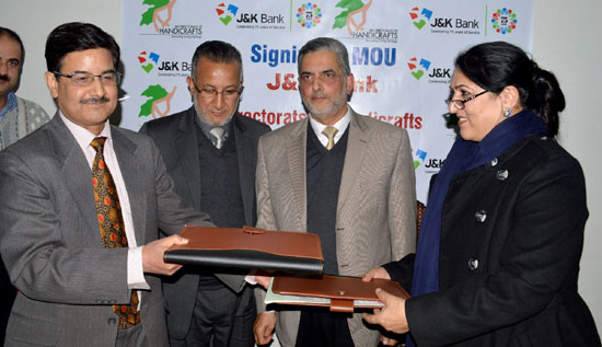 J&K Bank inks pact with Handicrafts Directorate <BR> <i>It is more of a commitment to restore dignity of artisans: says Chairman</i>